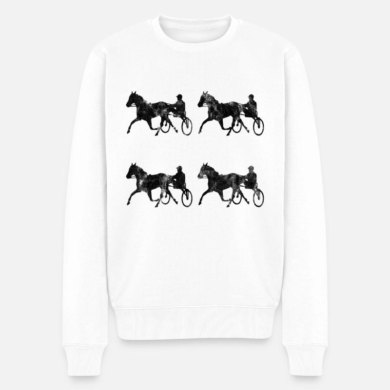 Chevaux de trot Trabrennsport Courses de chevaux - Pull Premium bio Homme - blanc