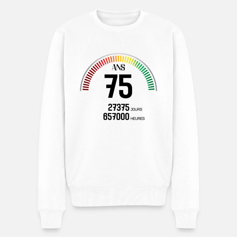 Anniversaire 75 ans Compteur - Pull Premium bio Homme - blanc