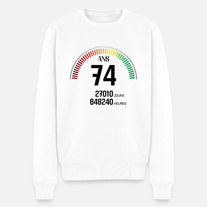 Anniversaire 74 ans Compteur - Pull Premium bio Homme - blanc