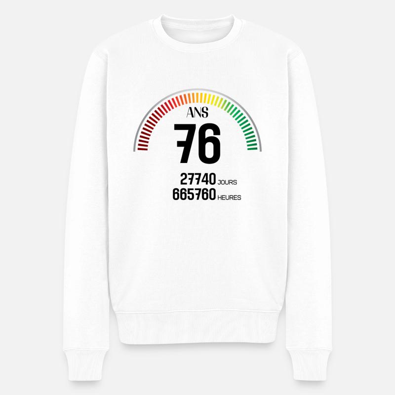 Anniversaire 76 ans Compteur - Pull Premium bio Homme - blanc