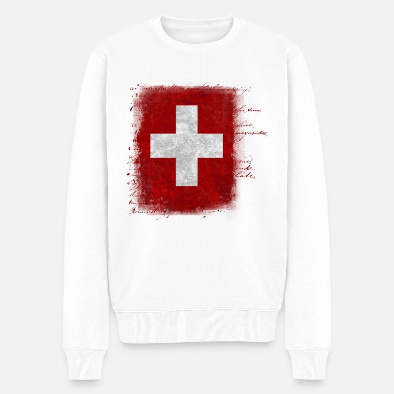 Flagge der Schweiz - Männer Premium Bio Pullover - Weiß