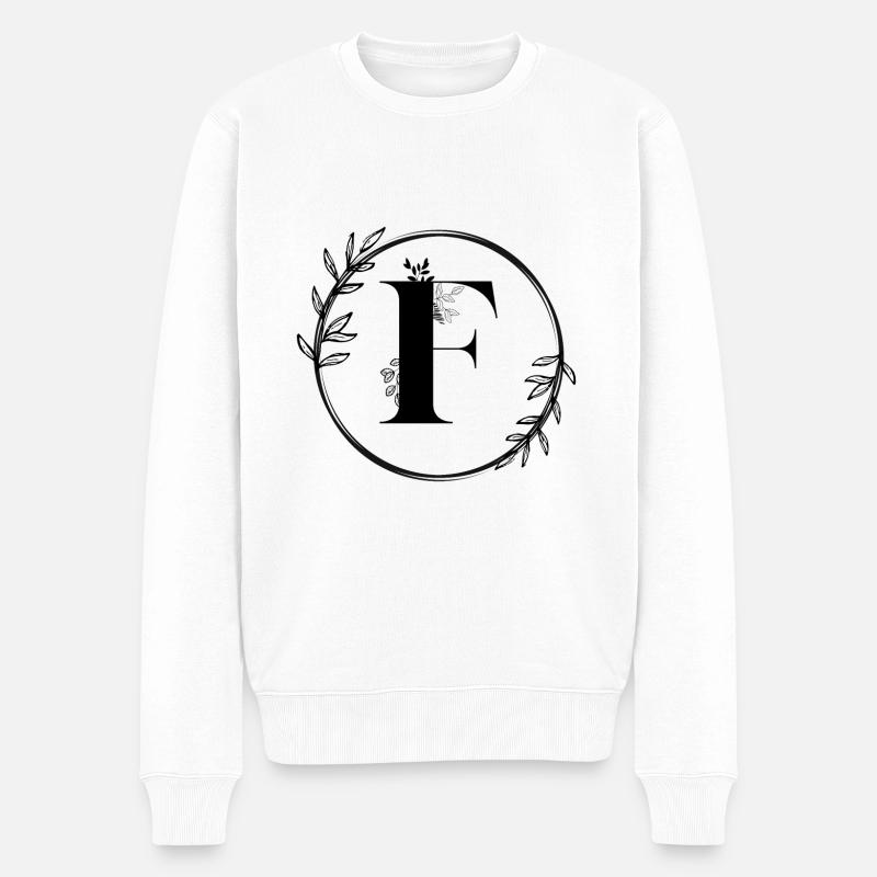Buchstabe F Blumen - Männer Premium Bio Pullover - Weiß
