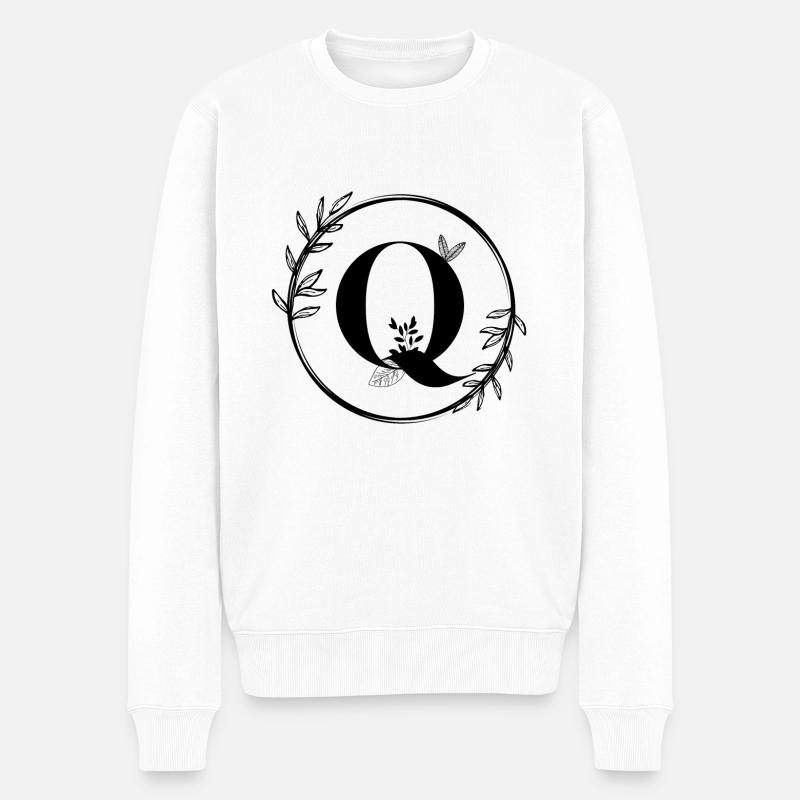 Lettre Q Florale - Pull Premium bio Homme - blanc