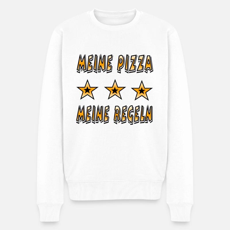 Pizza - Männer Premium Bio Pullover - Weiß