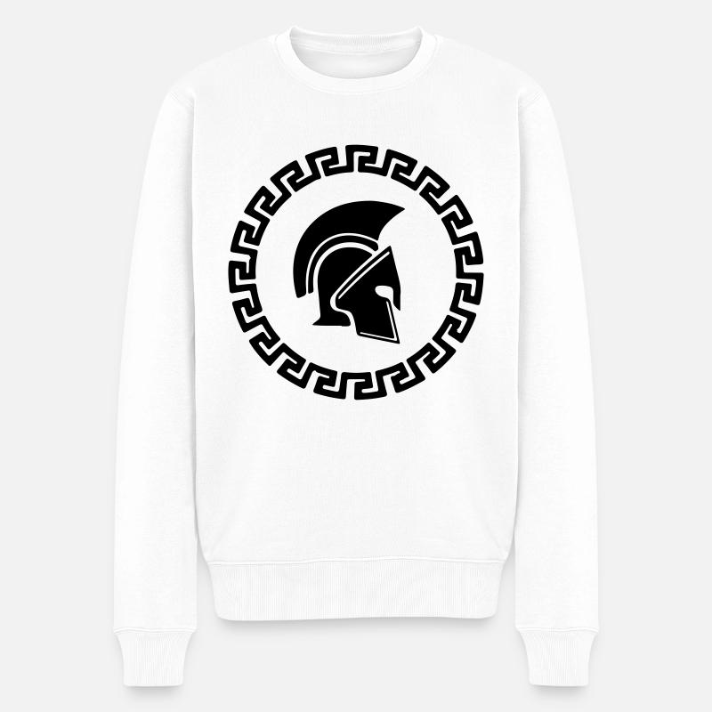 Spartanisches Logo - Männer Premium Bio Pullover - Weiß