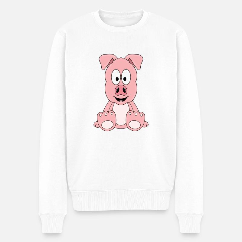 SCHWEIN - TIER - KIND - BABY - Männer Premium Bio Pullover - Weiß