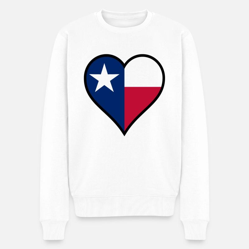 Liebe Texas - Männer Premium Bio Pullover - Weiß