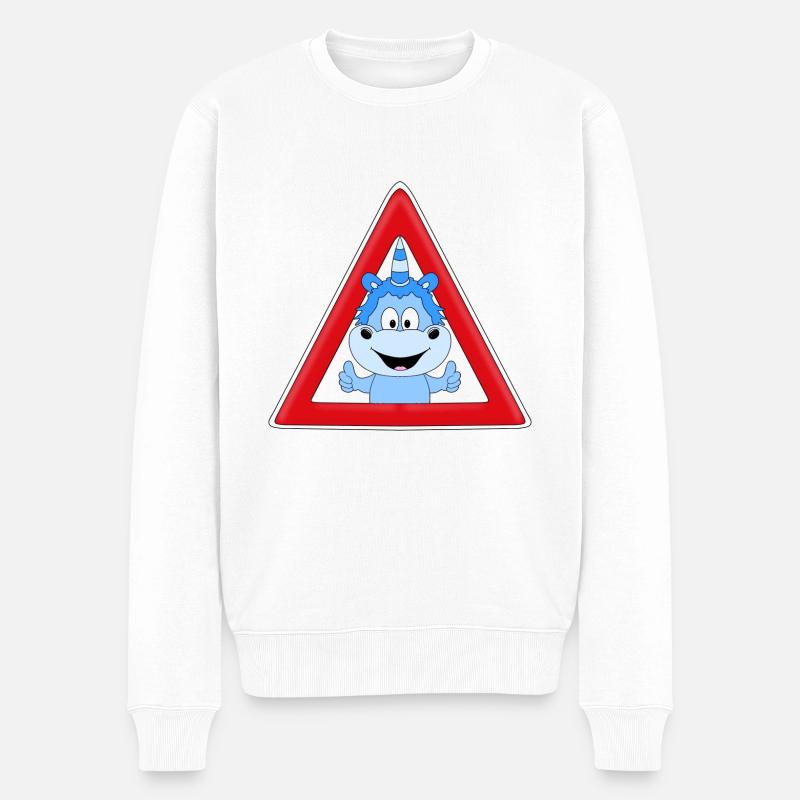 ACHTUNG EINHORN - KIND - BABY - GESCHENKIDEE - Männer Premium Bio Pullover - Weiß