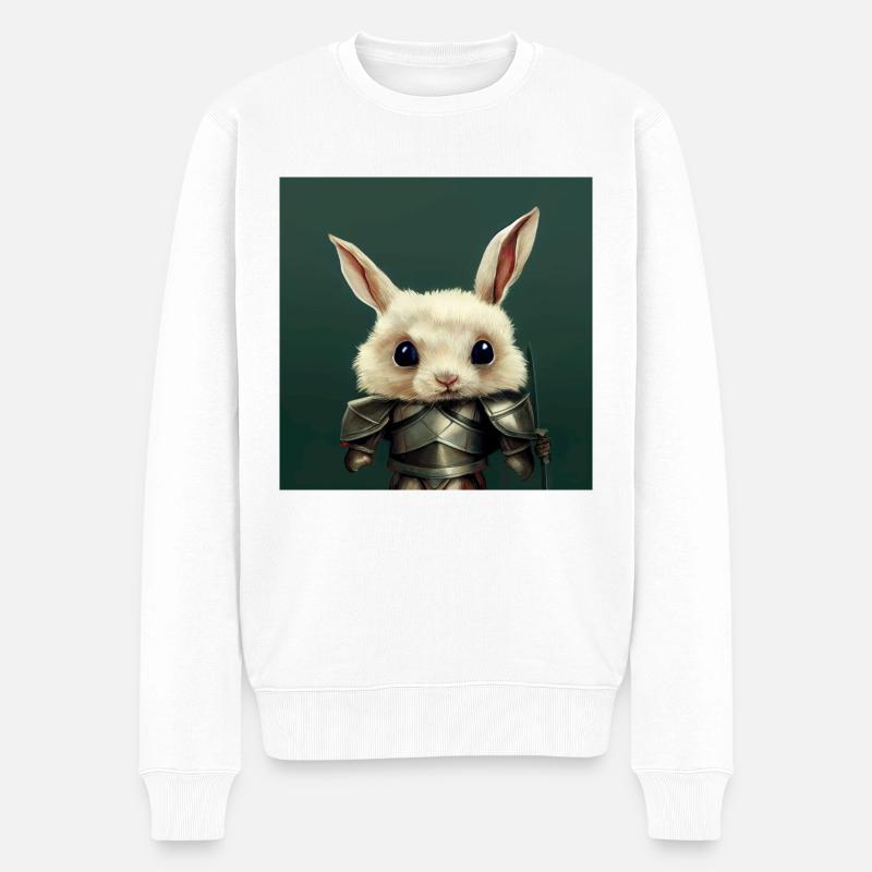 Cute little rabbit in knight - Männer Premium Bio Pullover - Weiß