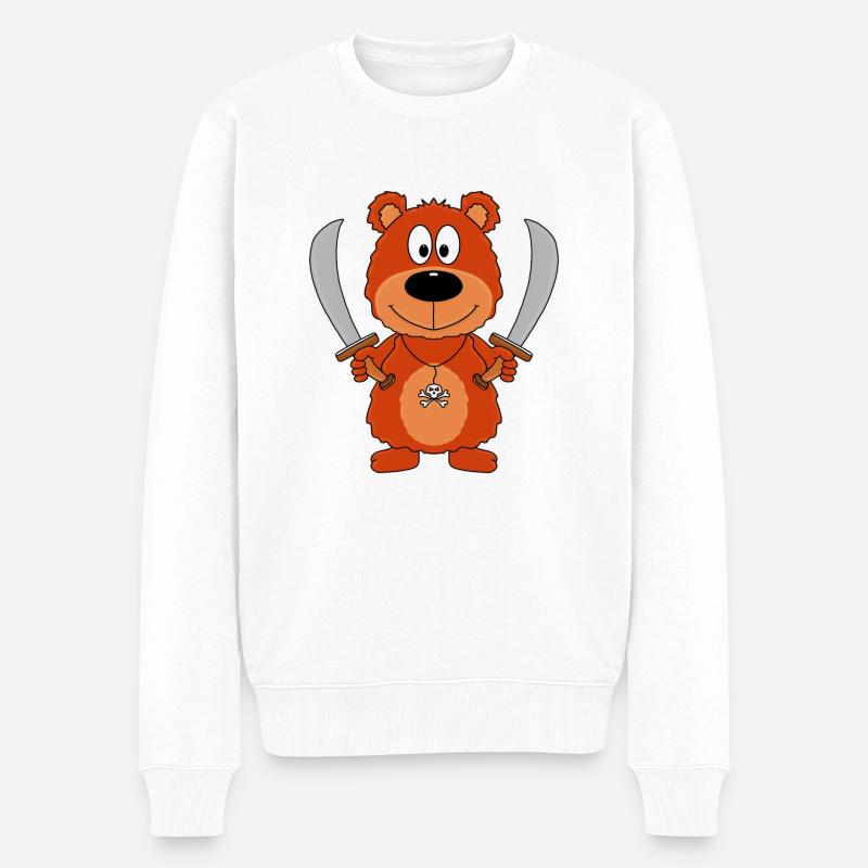TEDDYBÄR - PIRAT - TEDDY - MEER - SEE - Männer Premium Bio Pullover - Weiß
