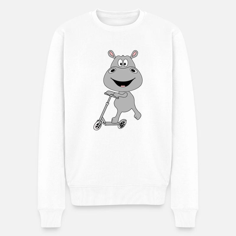 NILPFERD - HIPPO - FLUSSPFERD - ROLLER - TIER - Männer Premium Bio Pullover - Weiß