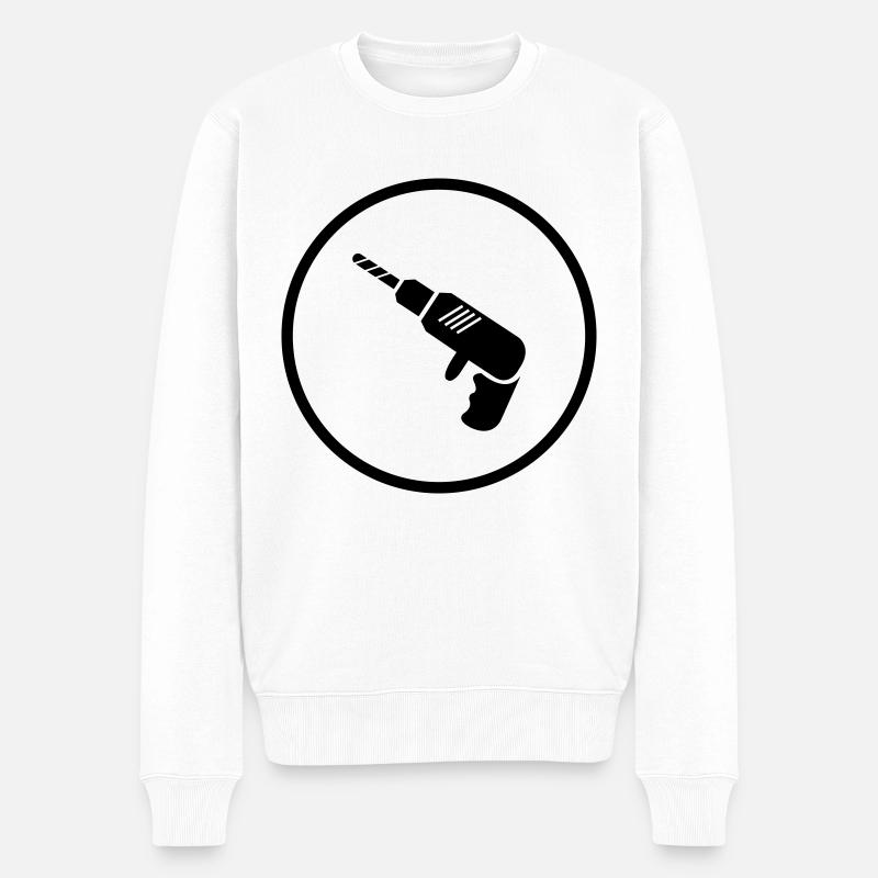 Bohrmaschine - Männer Premium Bio Pullover - Weiß