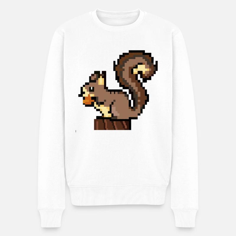 Eichhörnchen Pixel Art Geschenkidee - Männer Premium Bio Pullover - Weiß