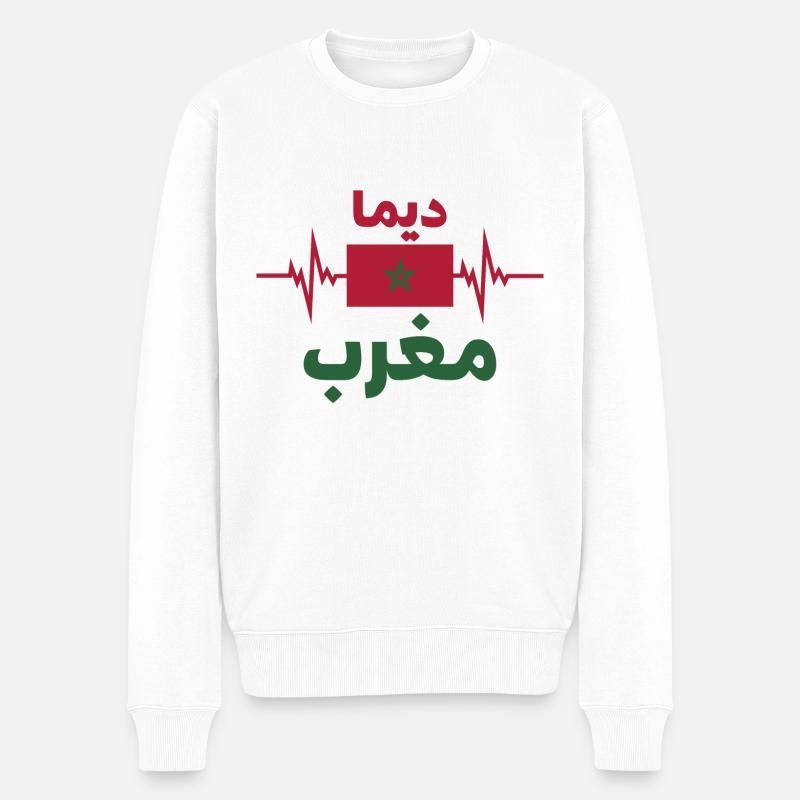 Marokko Fußball 2022 Marokko Herzschlag Marokko - Männer Premium Bio Pullover - Weiß
