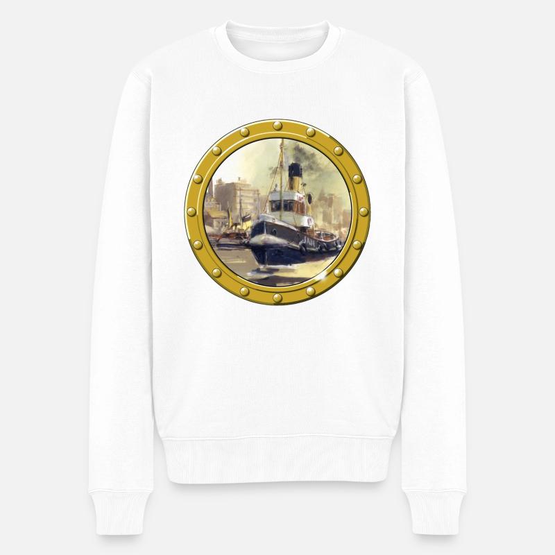 Dampfschlepper - Männer Premium Bio Pullover - Weiß