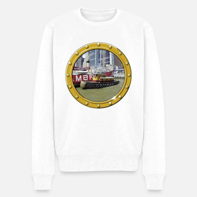 New York-Museumshafen - Männer Premium Bio Pullover - Weiß
