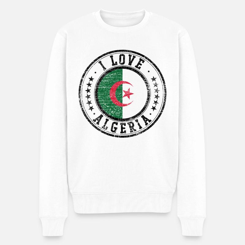 Ich liebe Algerien - Männer Premium Bio Pullover - Weiß