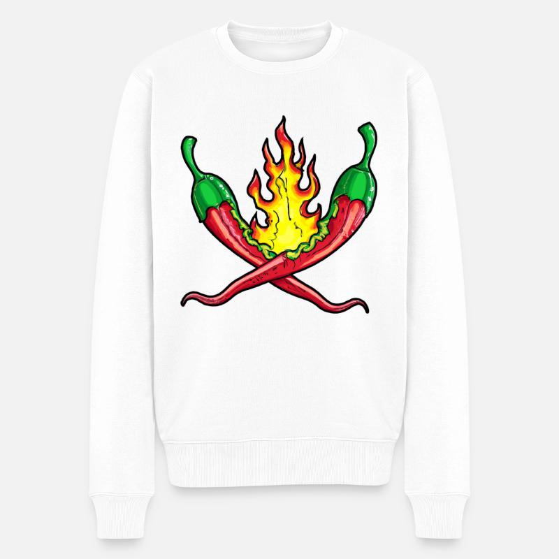 brennende chillis - Männer Premium Bio Pullover - Weiß