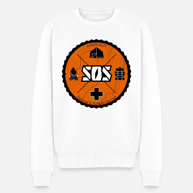 Logo SOS orange - Pull Premium bio Homme - blanc