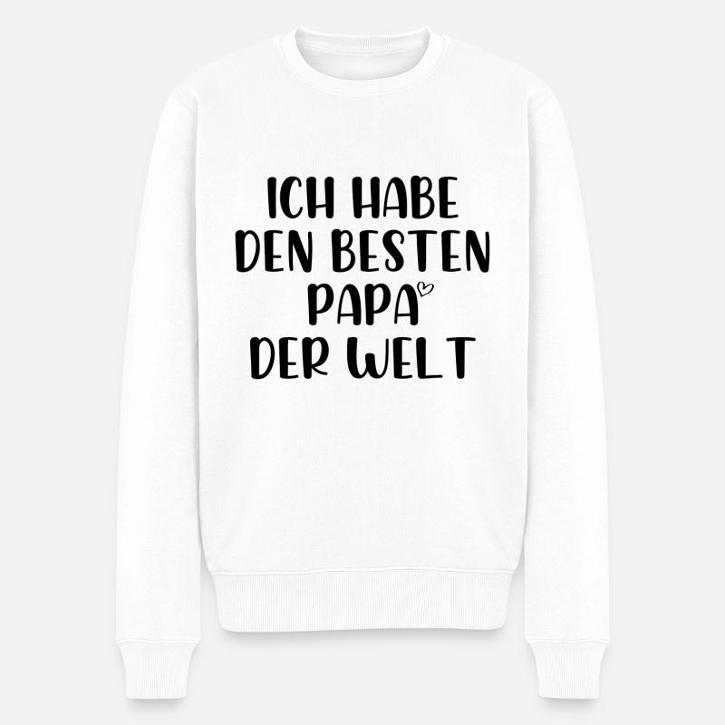 Ich habe den besten Papa der Welt - Männer Premium Bio Pullover - Weiß