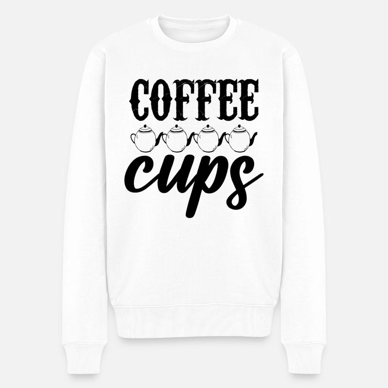 Coffee Cups - Männer Premium Bio Pullover - Weiß
