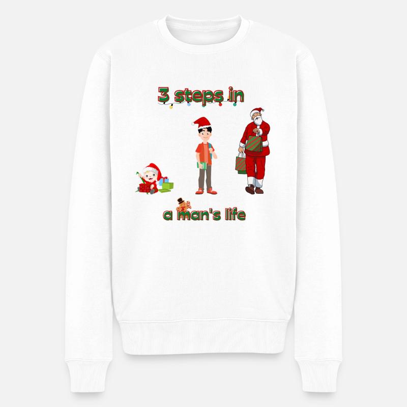 3 Schritte im Leben eines Mannes - Weihnachten - Männer Premium Bio Pullover - Weiß
