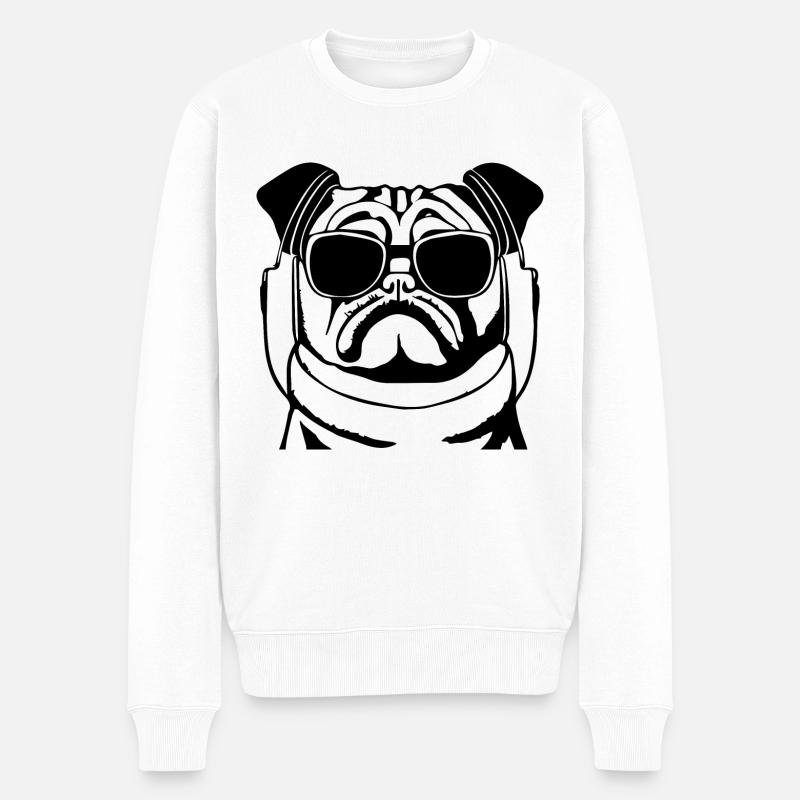 Mopswelpe - Männer Premium Bio Pullover - Weiß