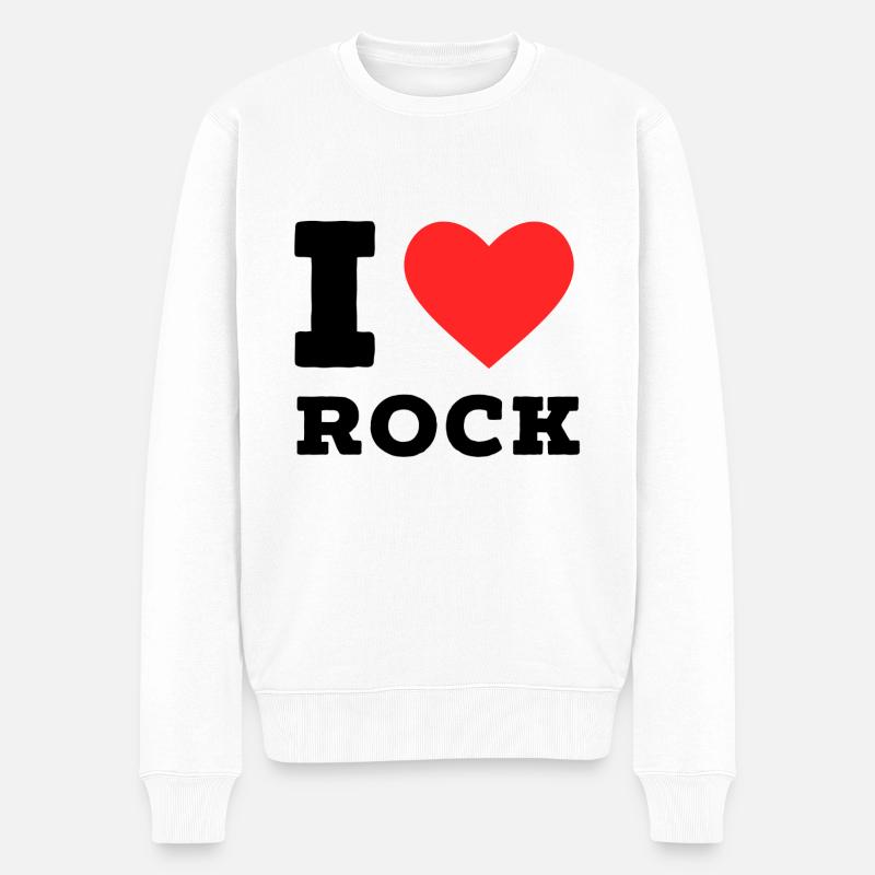 Ich liebe Rock - Männer Premium Bio Pullover - Weiß