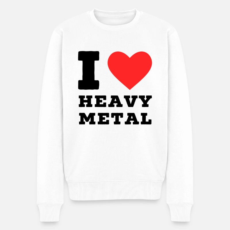 Ich liebe Heavy Metal - Männer Premium Bio Pullover - Weiß