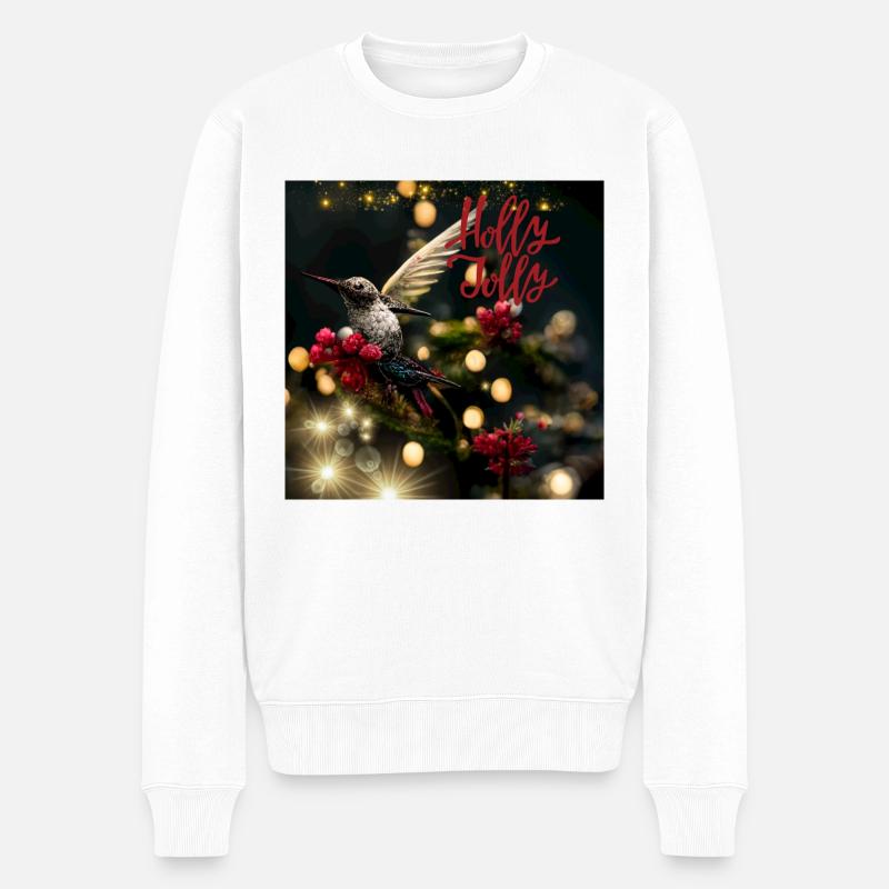 Holly Jolly – Weihnachtskolibri - Männer Premium Bio Pullover - Weiß