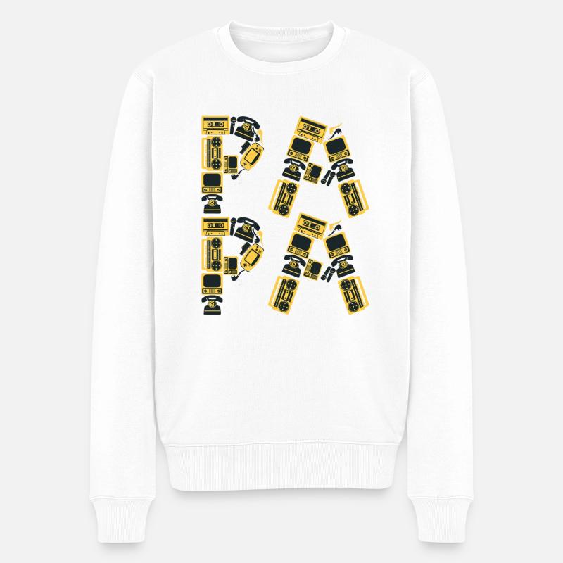 Retro Papa - Männer Premium Bio Pullover - Weiß