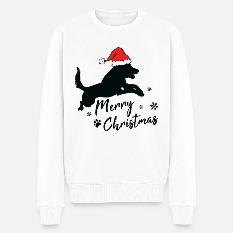 merry christmas malinois - Männer Premium Bio Pullover - Weiß