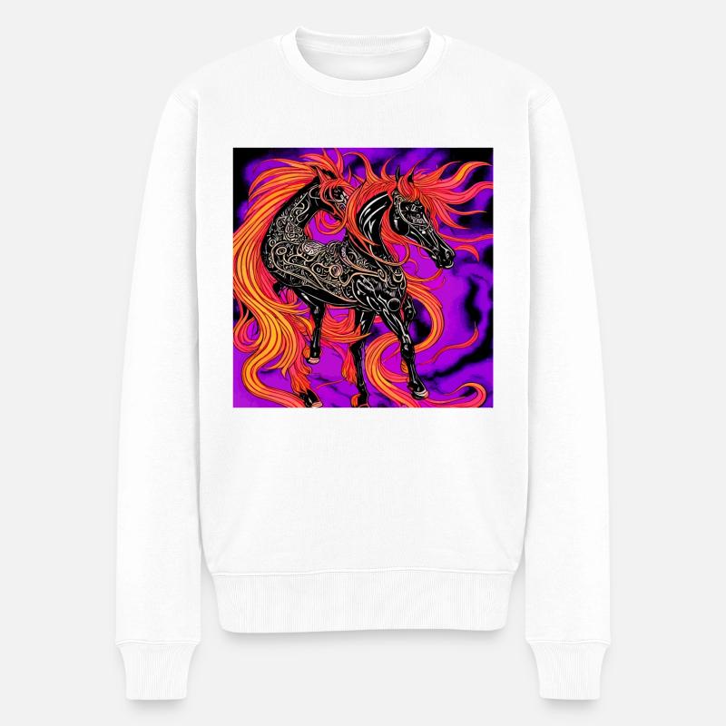 Illustration abstraite d’un cheval - Pull Premium bio Homme - blanc