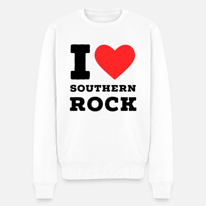 Ich liebe Southern Rock - Männer Premium Bio Pullover - Weiß