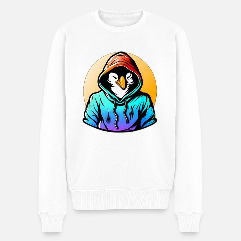 Pinguin mit Pullover - Männer Premium Bio Pullover - Weiß