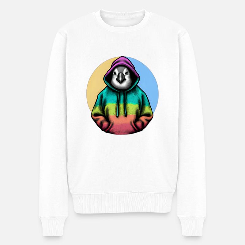 Klassiker Pinguin mit Pullover - Männer Premium Bio Pullover - Weiß