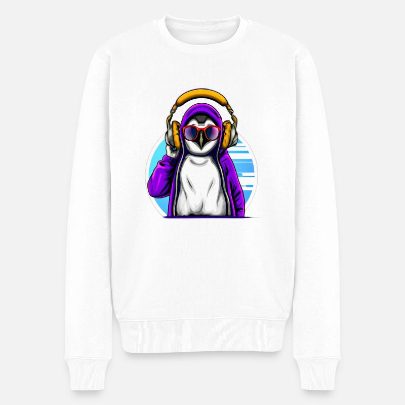 Cooler Pinguin mit Pullover - Männer Premium Bio Pullover - Weiß