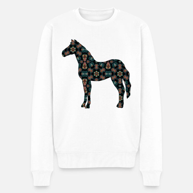 Pferd - Männer Premium Bio Pullover - Weiß