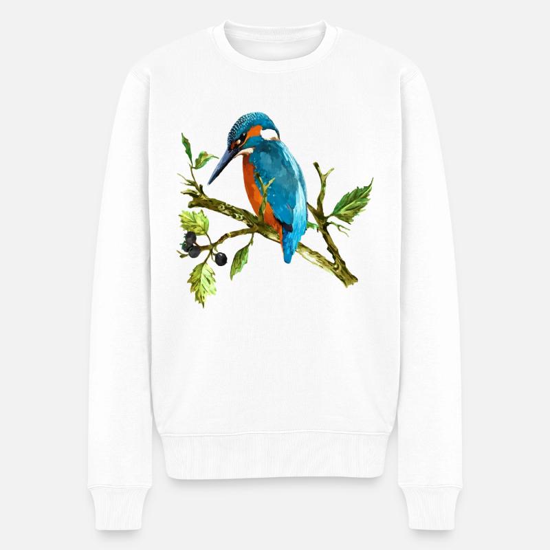 Bunter Vogel - Männer Premium Bio Pullover - Weiß