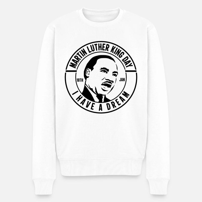 MARTIN LUTHER KÖNIG - Männer Premium Bio Pullover - Weiß
