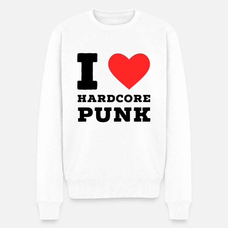Ich liebe Hardcore Punk - Männer Premium Bio Pullover - Weiß