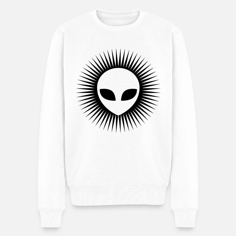 Alien Kopf cool Logo - Männer Premium Bio Pullover - Weiß