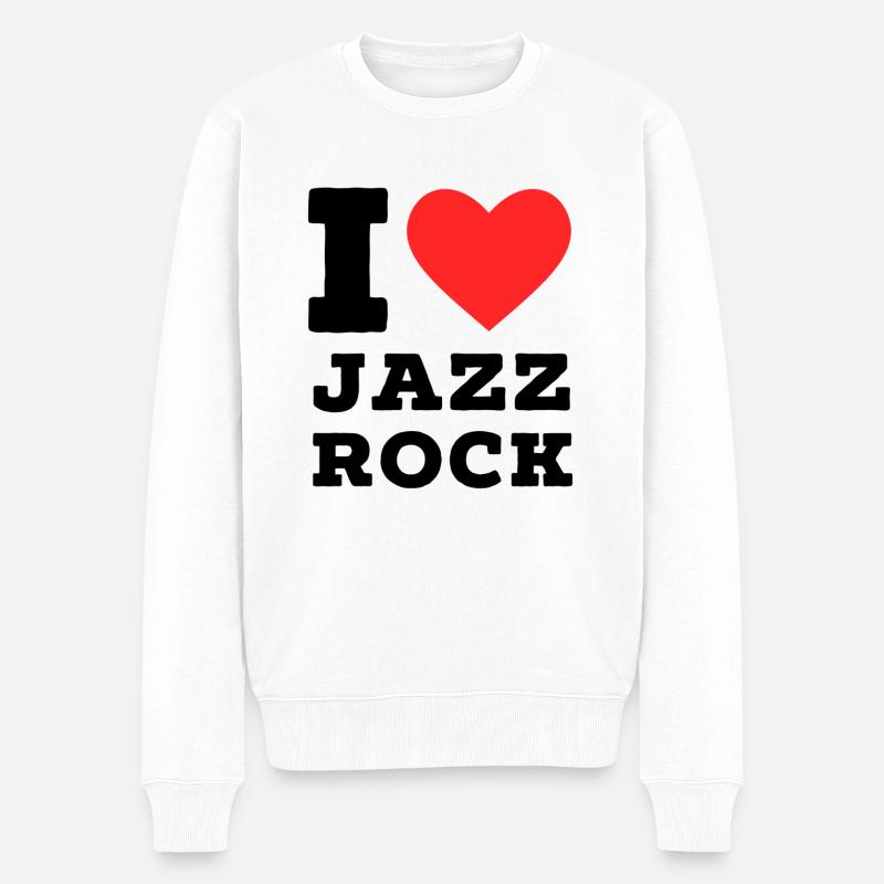 Ich liebe Jazzrock - Männer Premium Bio Pullover - Weiß