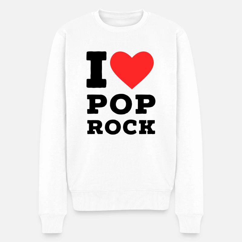 Ich liebe Poprock - Männer Premium Bio Pullover - Weiß