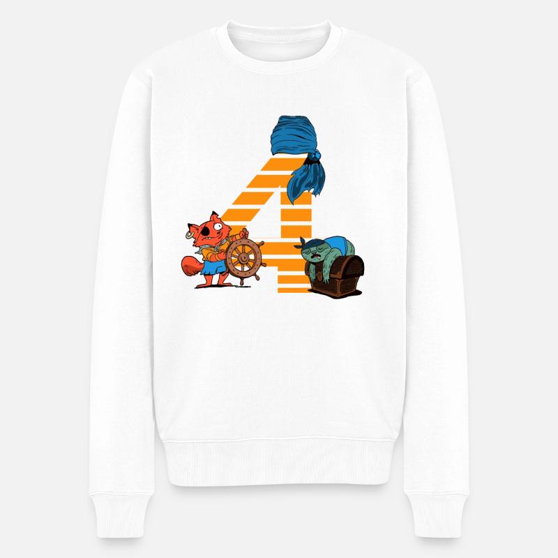 Pirate 4 ans Birthday Shirt Idée cadeau - Pull Premium bio Homme - blanc