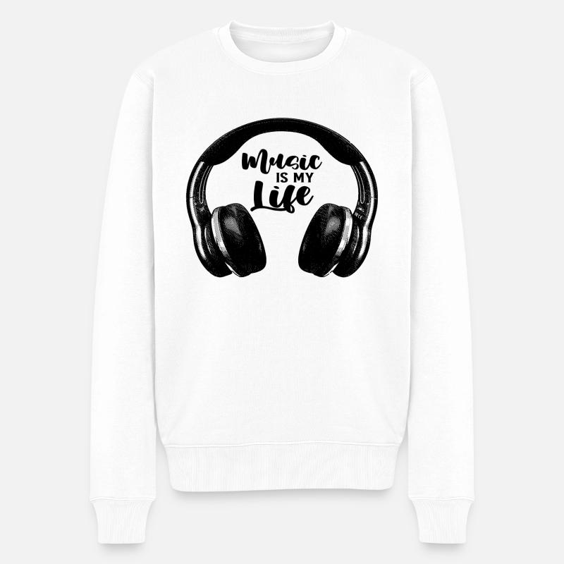 Music is my Life - Männer Premium Bio Pullover - Weiß