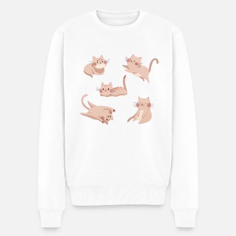Équipage de chat blanc - Pull Premium bio Homme - blanc