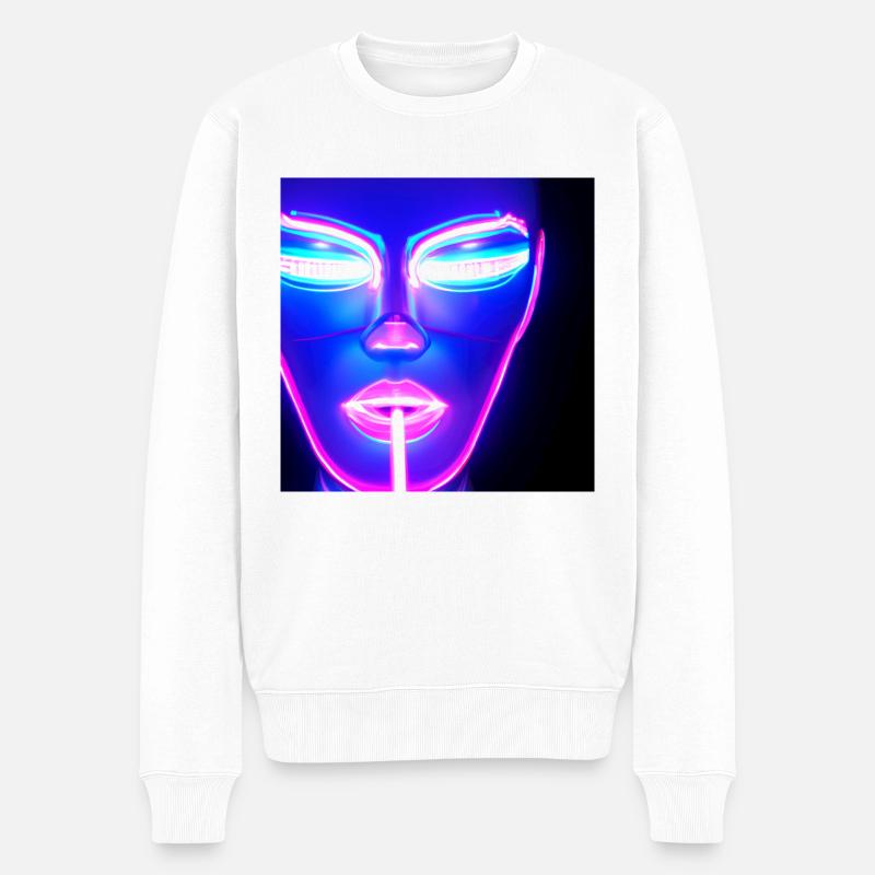 NEON Cyborg féminin VISAGE - Pull Premium bio Homme - blanc