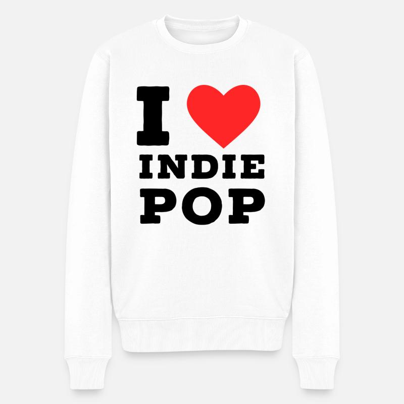 Ich liebe Indie-Pop - Männer Premium Bio Pullover - Weiß