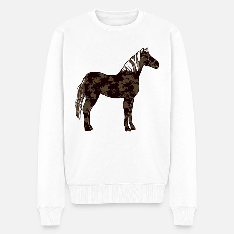 Pferd - Männer Premium Bio Pullover - Weiß